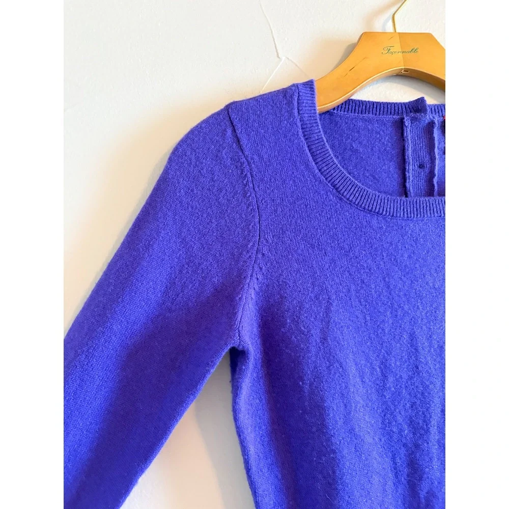 Y2K Saks Fifth Avenue‎ RED Purple 100% Cashmere Peplum Button Back Sweater Small